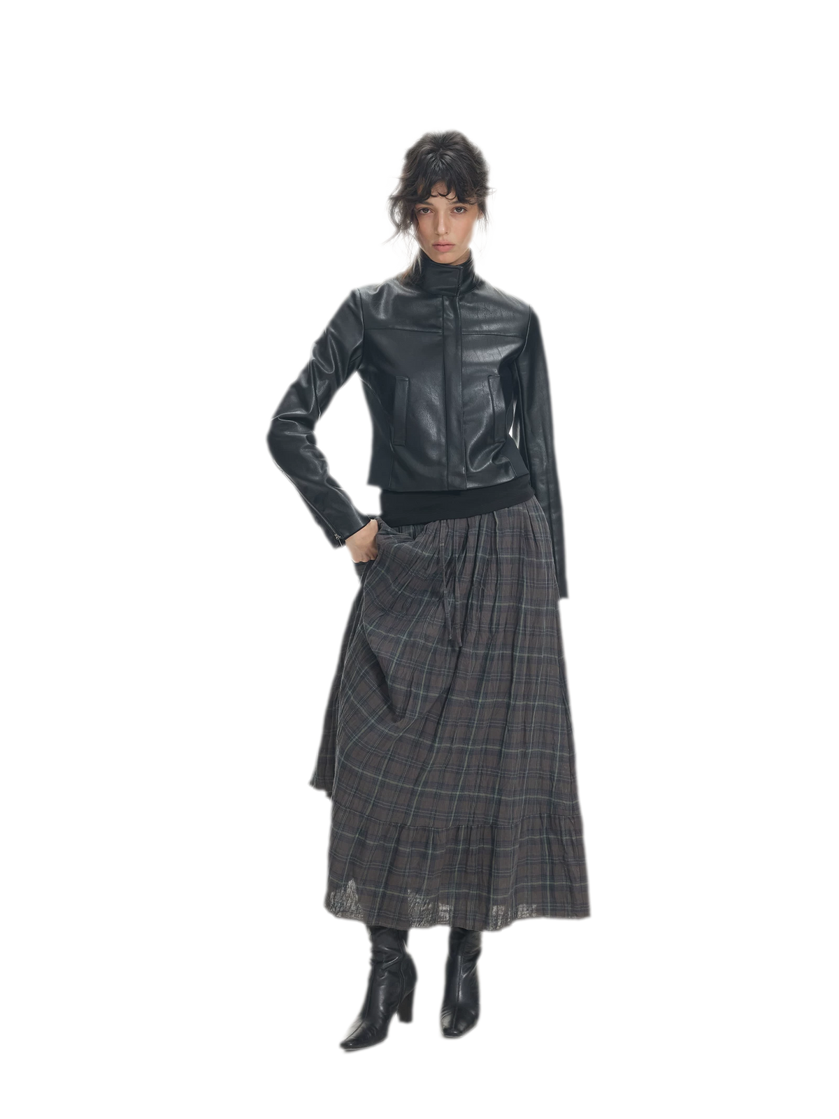 Faux Leather Slim Short Jacket