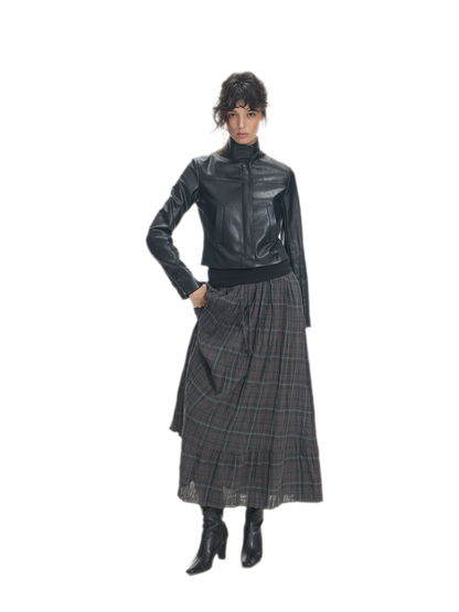 Faux Leather Slim Short Jacket