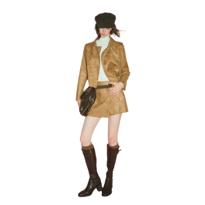Distressed Leather Jacket Skort Set