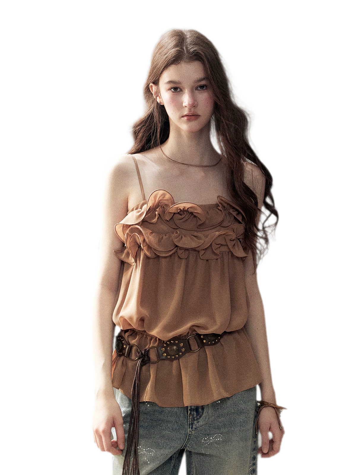 Chiffon Ruffle Cami Top