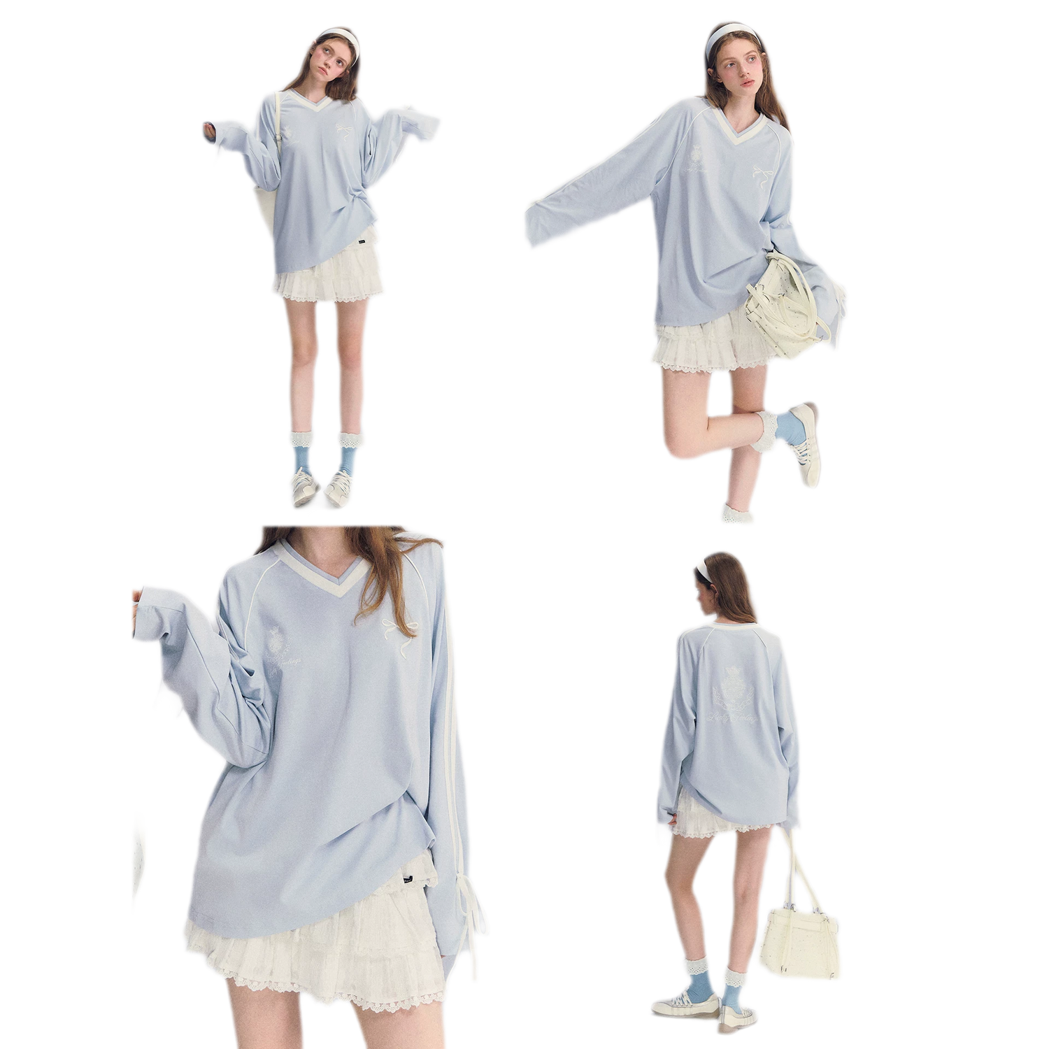 Colorblock Bow Embroidered Tee