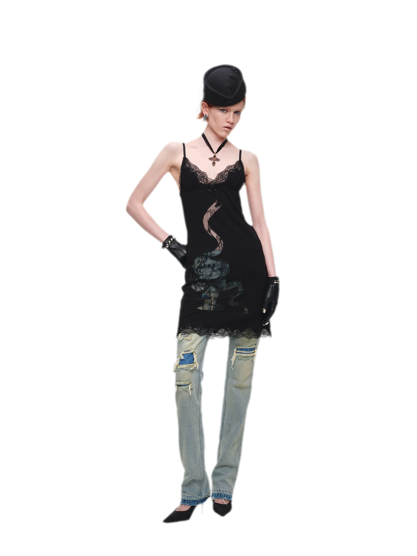 Lace Appliqué Fitted Slip Dress