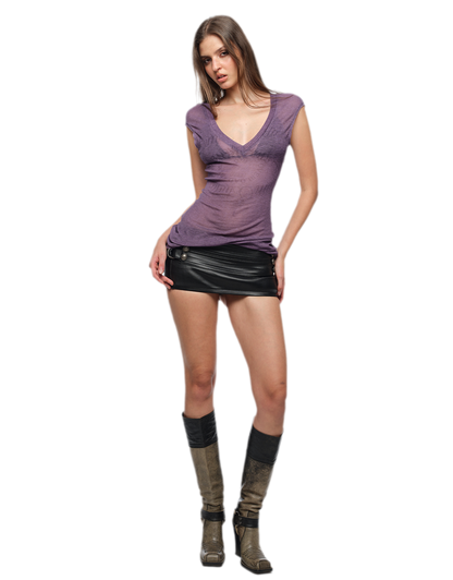 Coated Low-Rise Mini Skirt