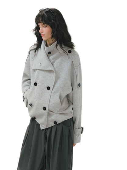 Heathered Cropped Oversized Jacket