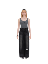 13DE MARZO Bear Appliqué Wide Jeans – view 3