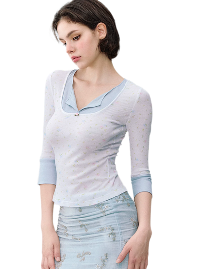 Iris Print Layered T-shirt