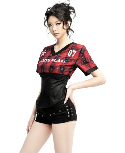 Plaid Fitted V-Neck Shirt