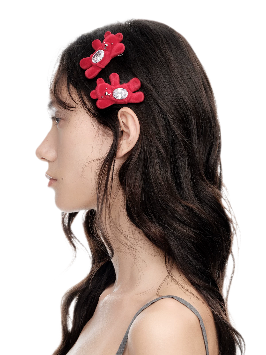 プラッシュ ジェムストーン ベア ヘアクリップ
