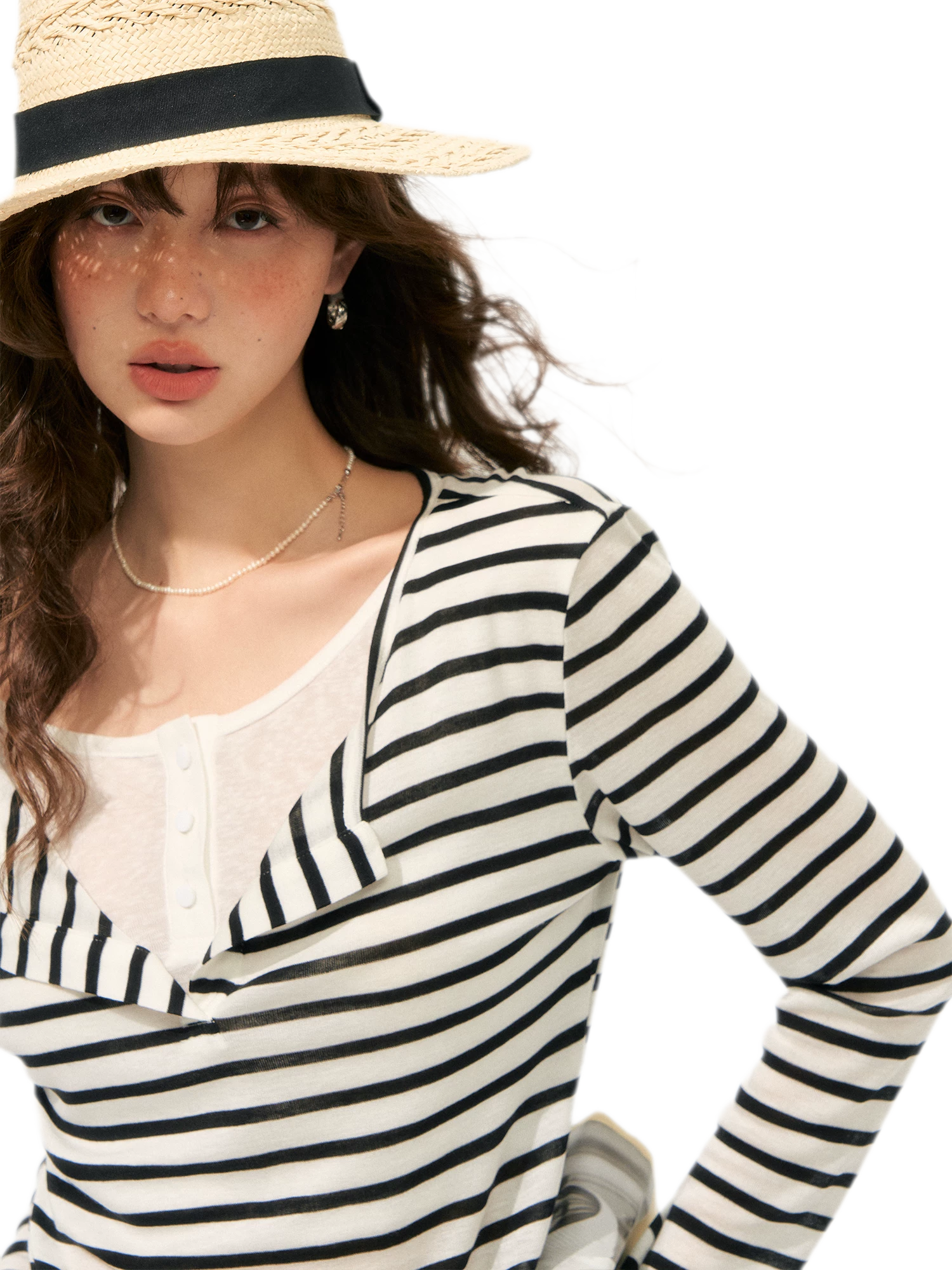 Layered Striped Knit T-Shirt