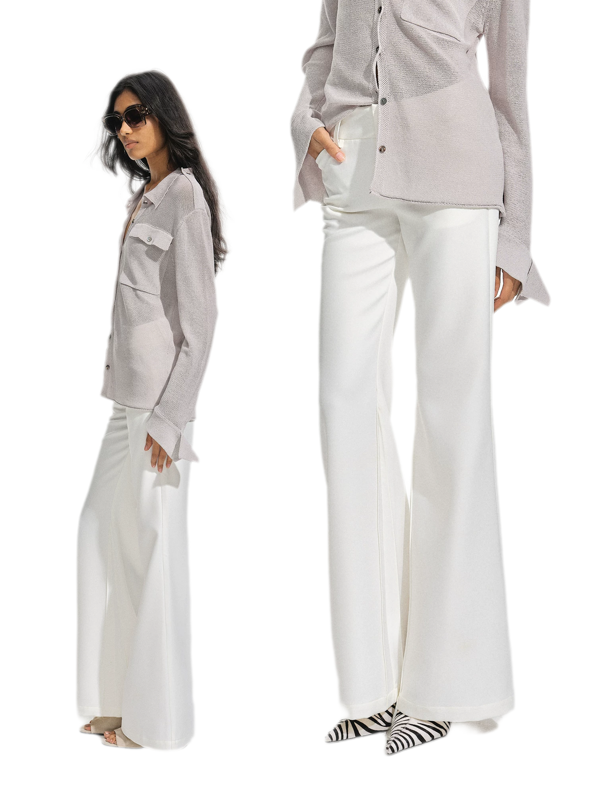 Uitlopende broek met accordeonplooien
