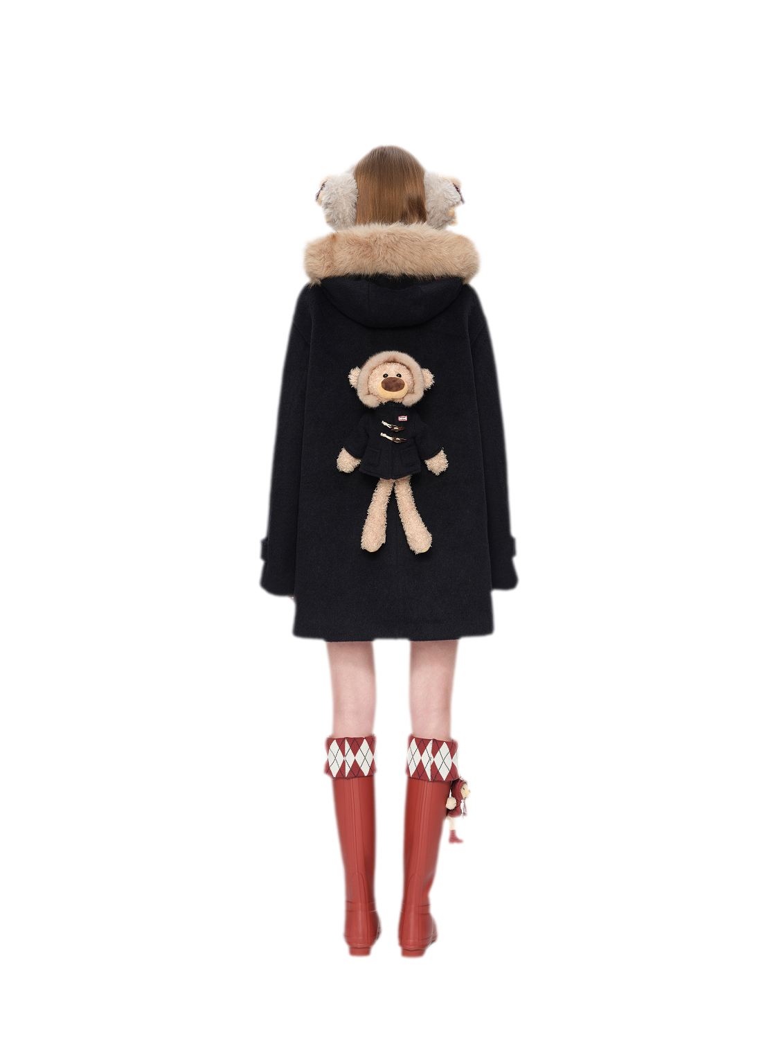 Manteau en laine texturée à boutons brandebourg