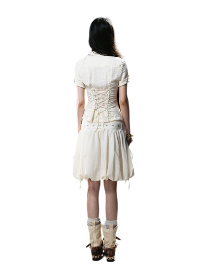 Studded Ruffle Short Shirt