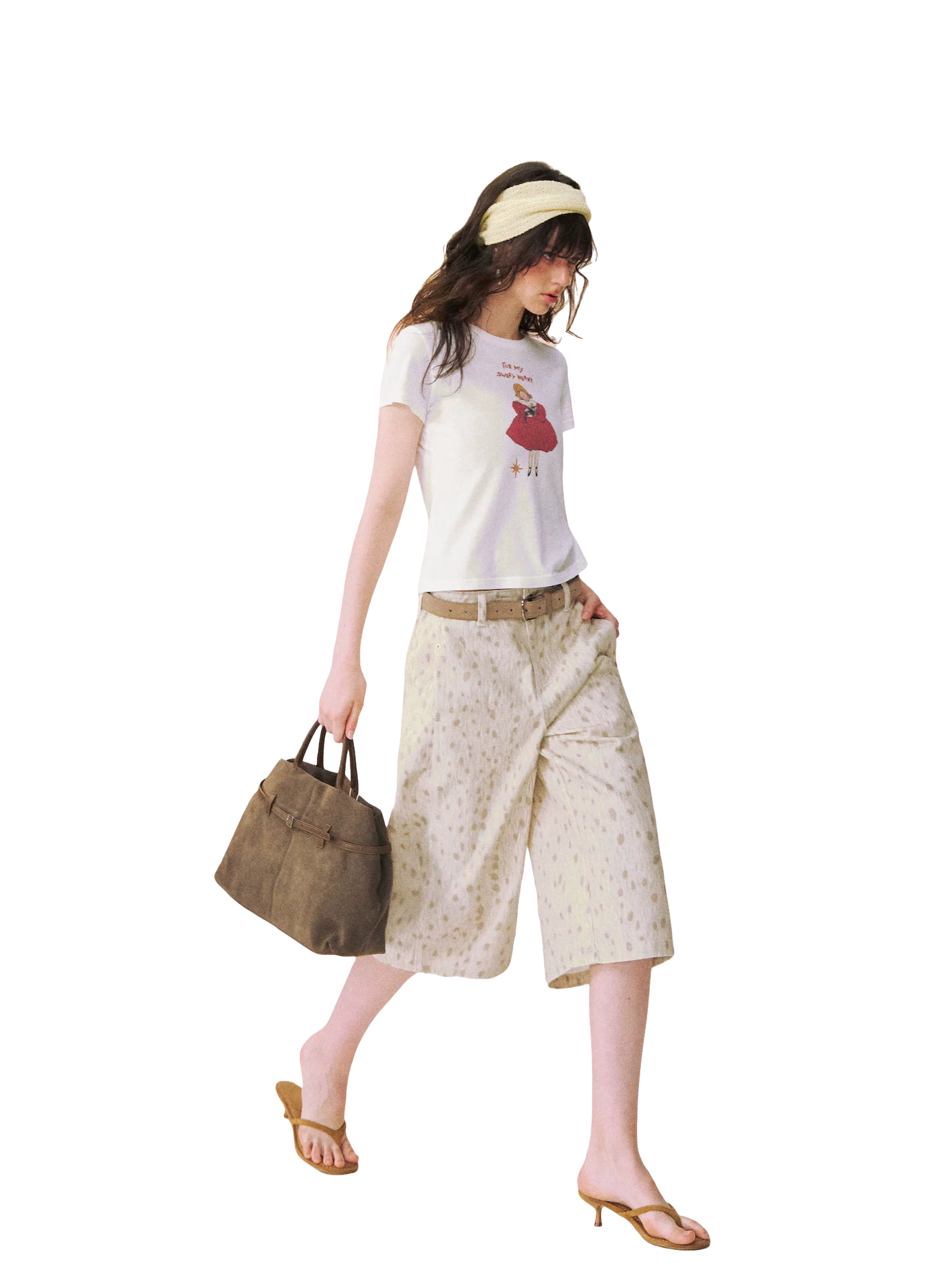 Spotted Deer Denim Mid-Length Shorts