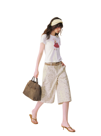Spotted Deer Denim Mid-Length Shorts