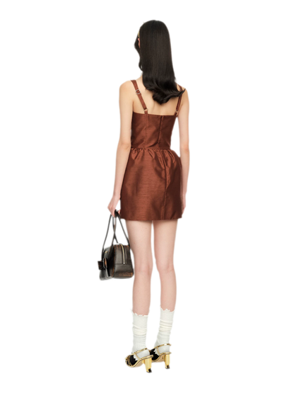Elegant Wide Strap Bow Long Dress