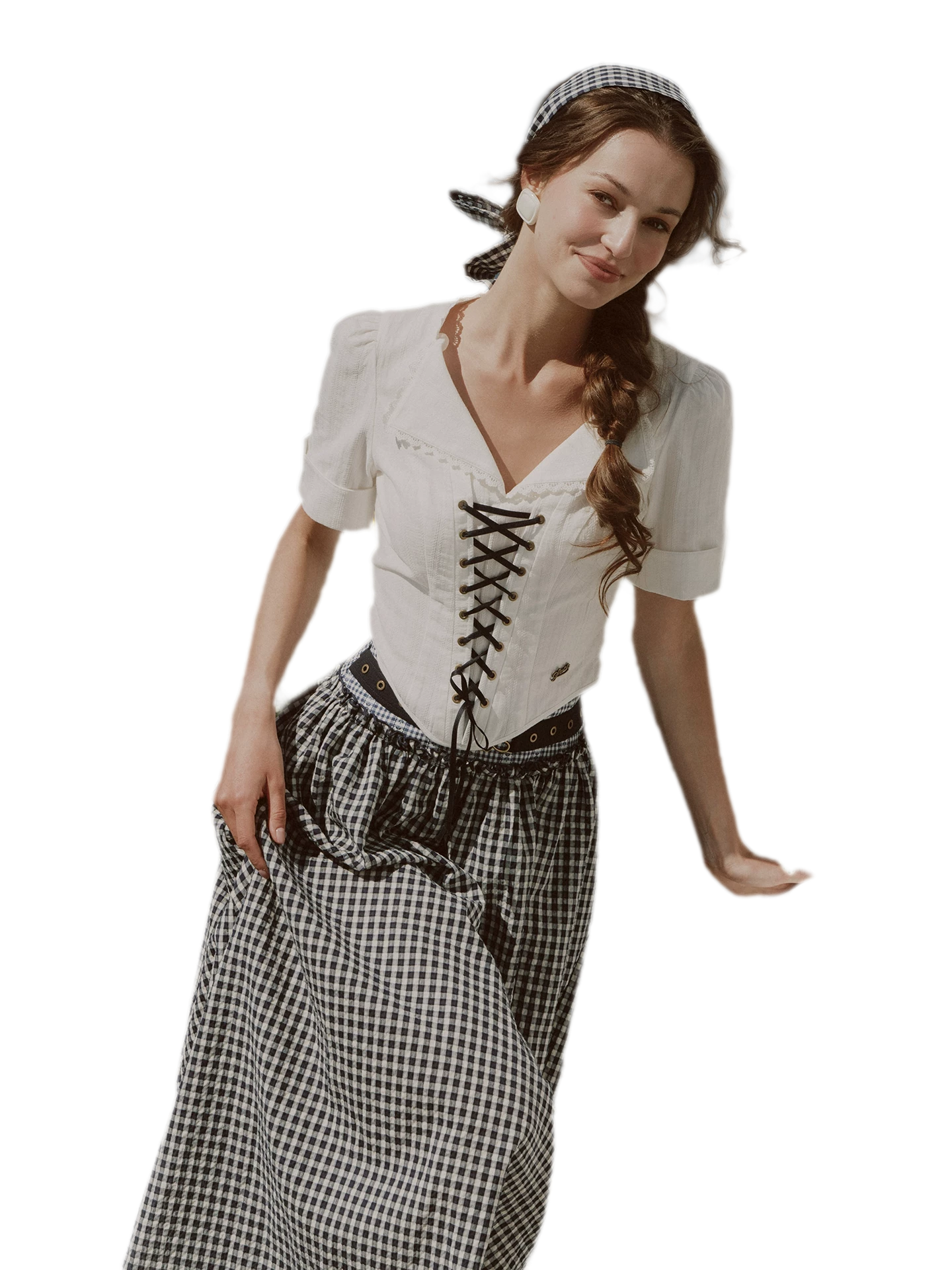 Jacquard Sailor Collar Skirt Set