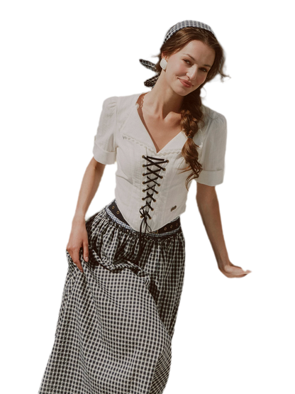 Jacquard Sailor Collar Skirt Set