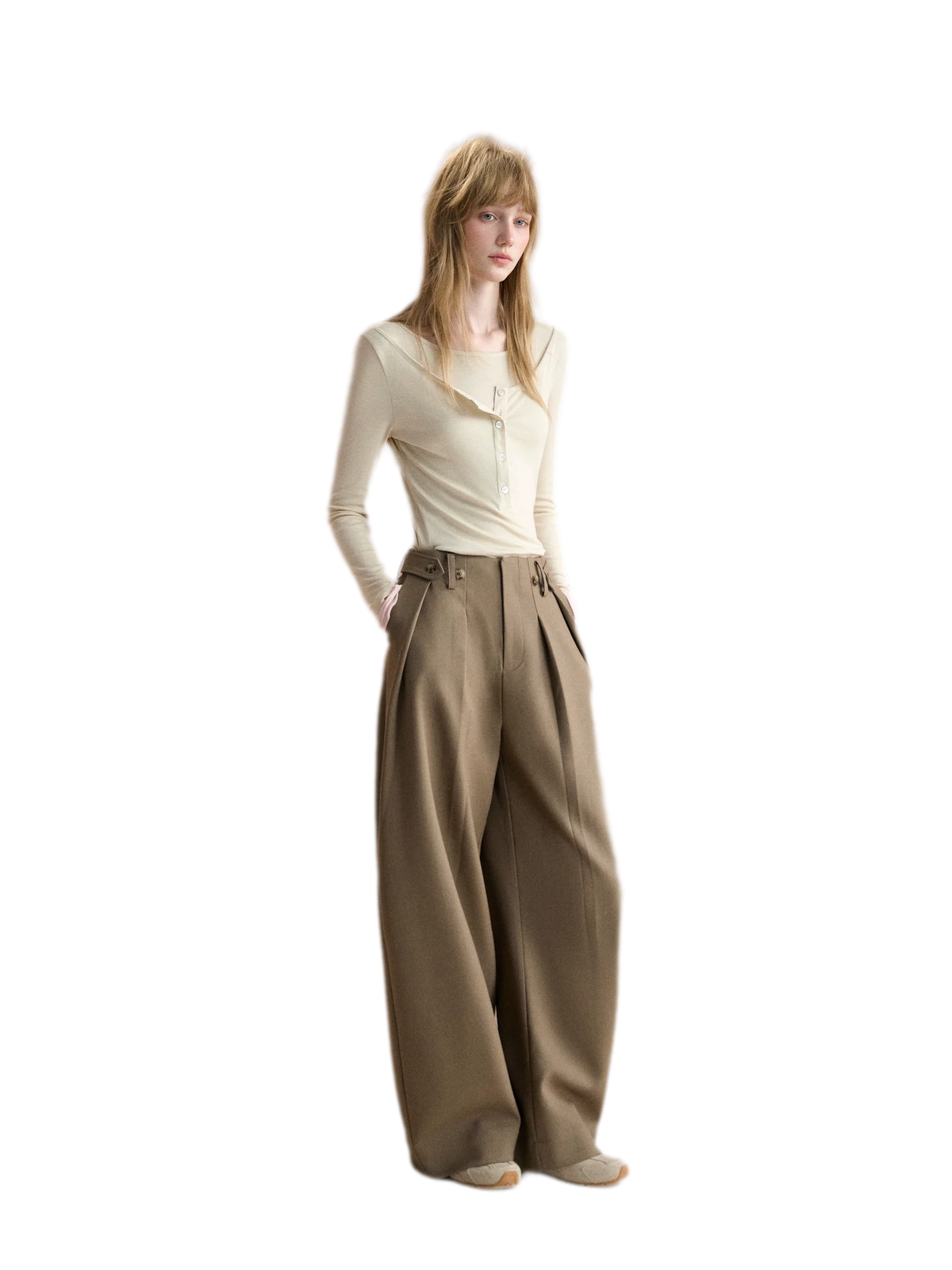 Double Pleat Curved Trousers