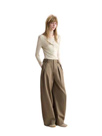 Double Pleat Curved Trousers