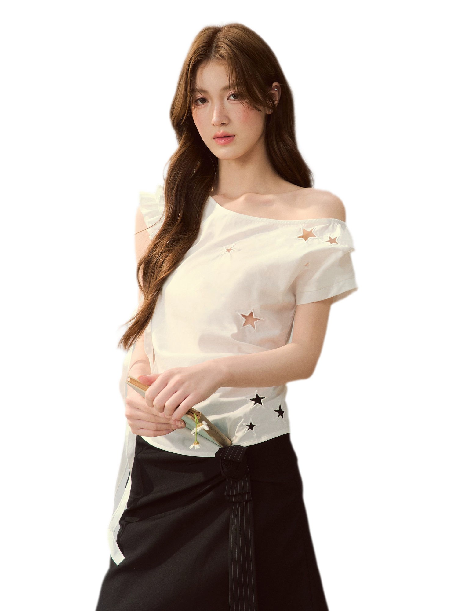 Star Embroidery Asym Shirt