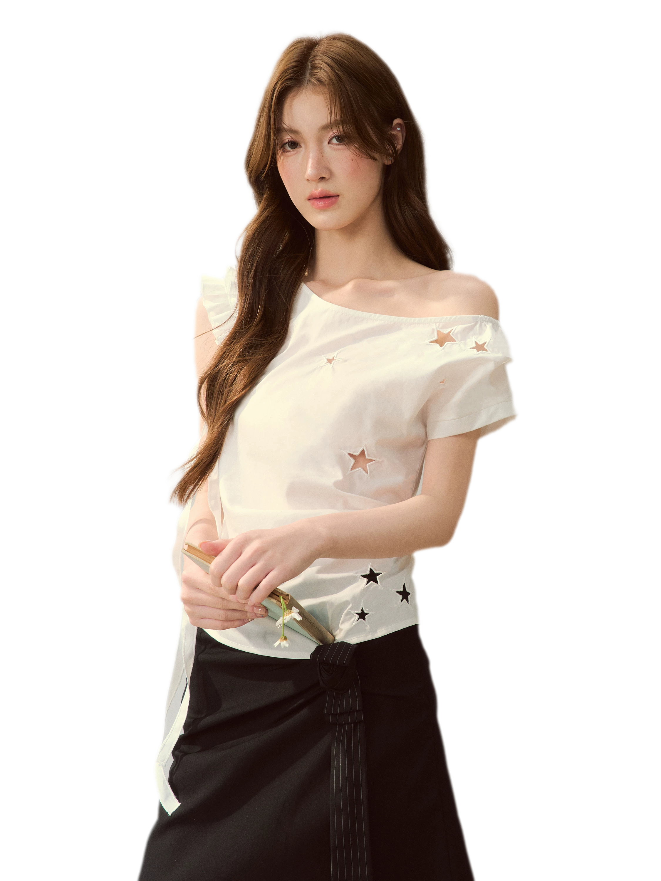Star Embroidery Asym Shirt