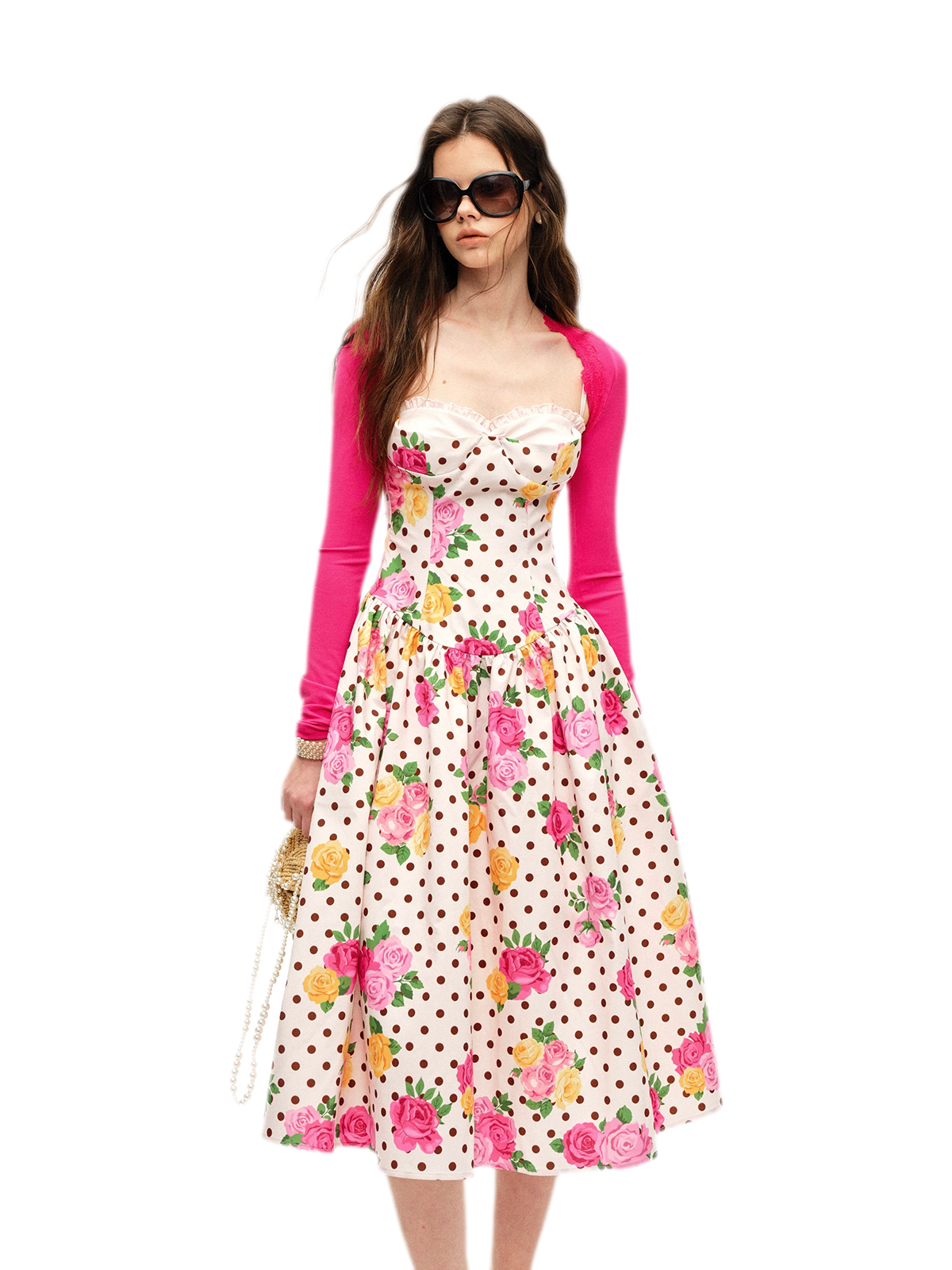 Lyocell Polka Dot Midi Dress