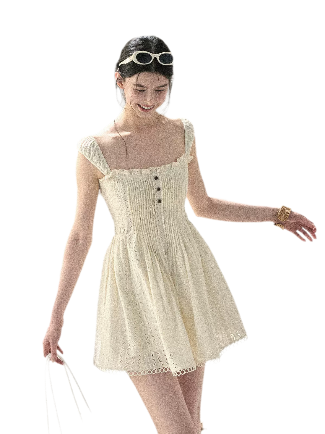 "Gap of Floral Tassels" French Style Lace Ruffled
