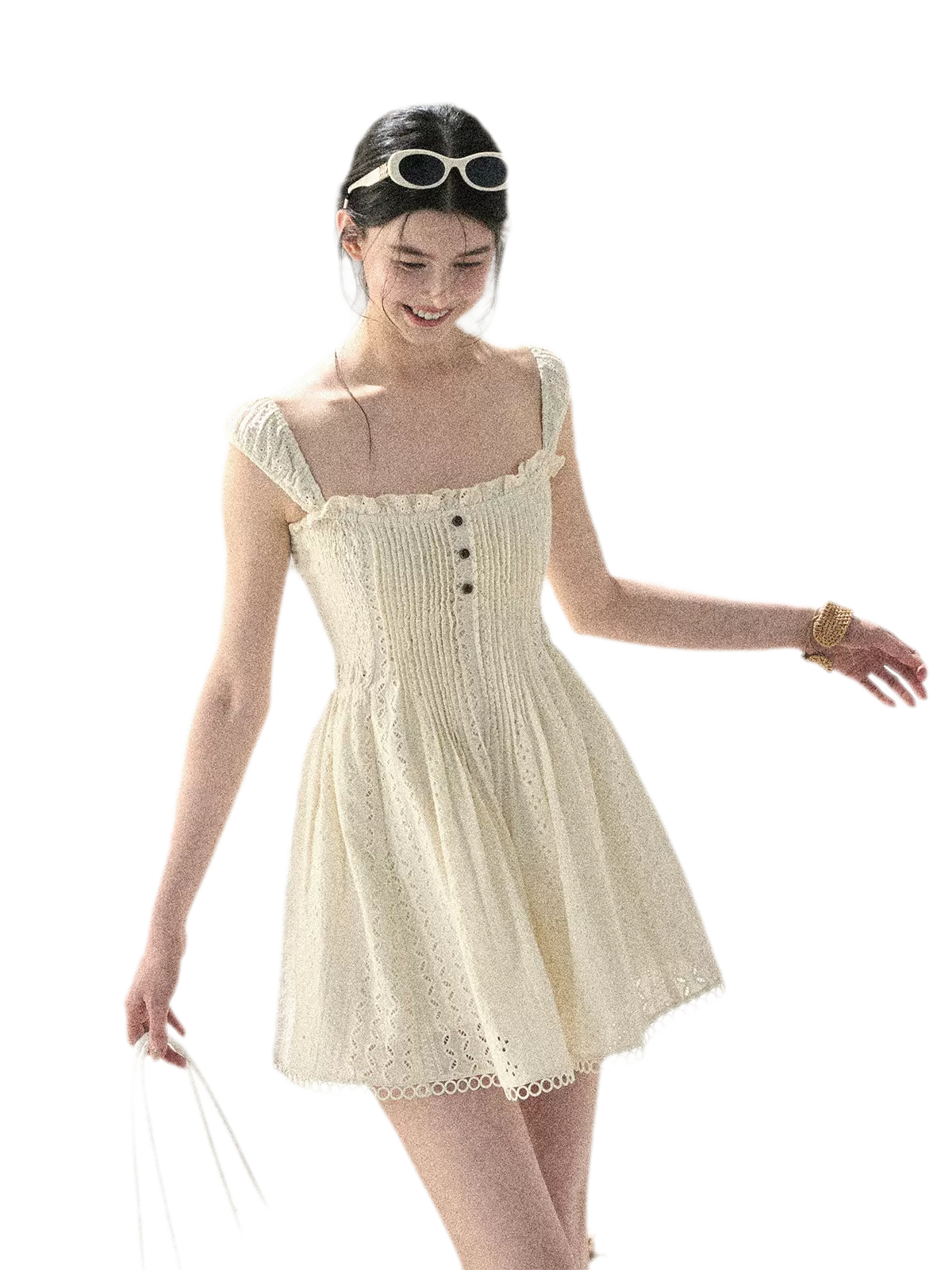 "Gap of Floral Tassels" French Style Lace Ruffled