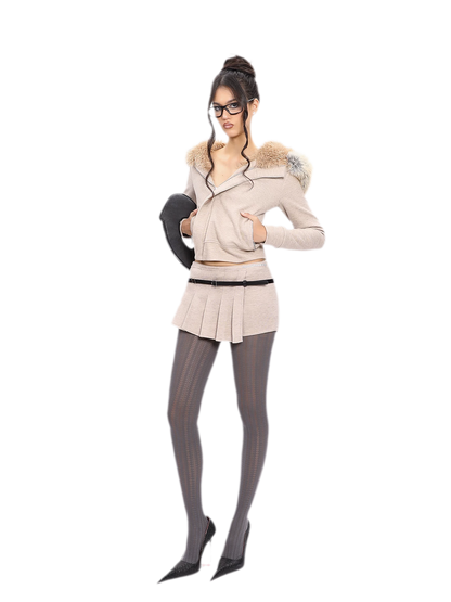 Hooded Plush Zip Set