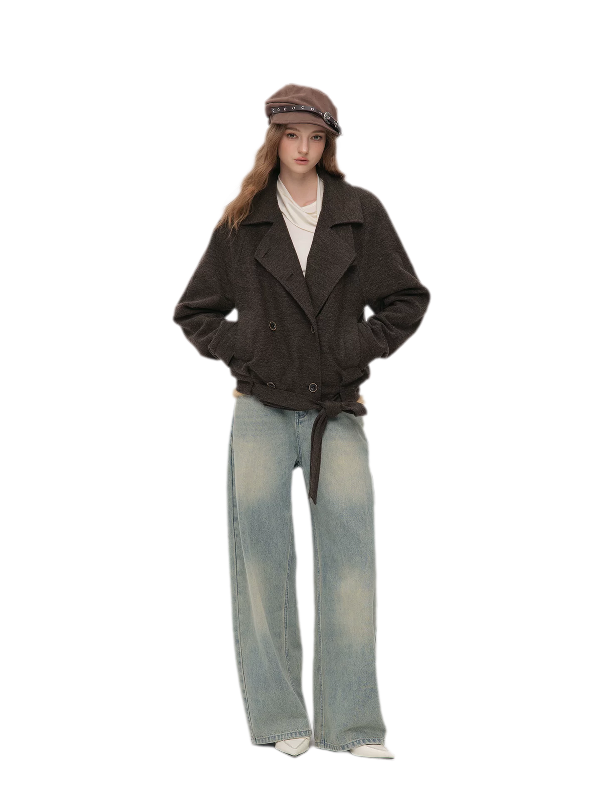 Embossed Buckle Newsboy Beret