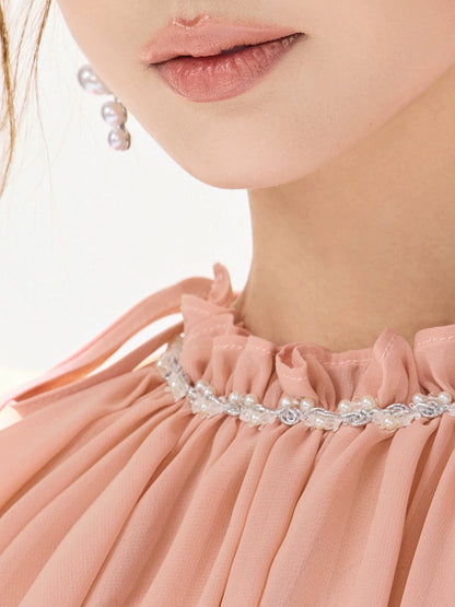 Beaded Halter Peplum Top
