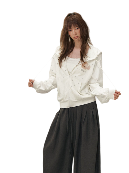 Polka Dot Hooded Sweatshirt