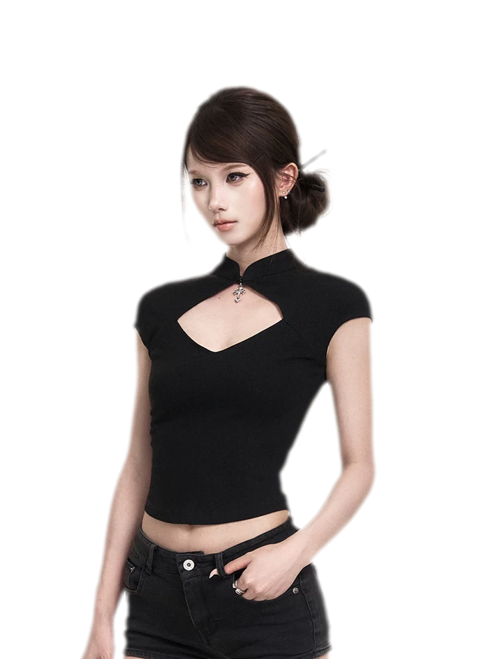 Dark Cutout Cross Tee