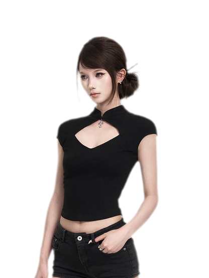 Dark Cutout Cross Tee