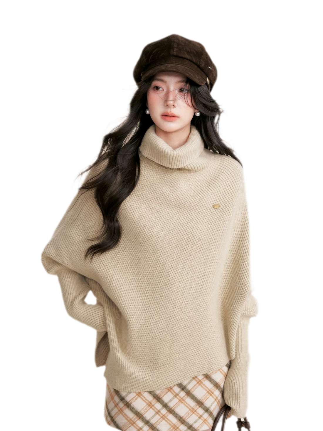 High Neck Poncho Sweater