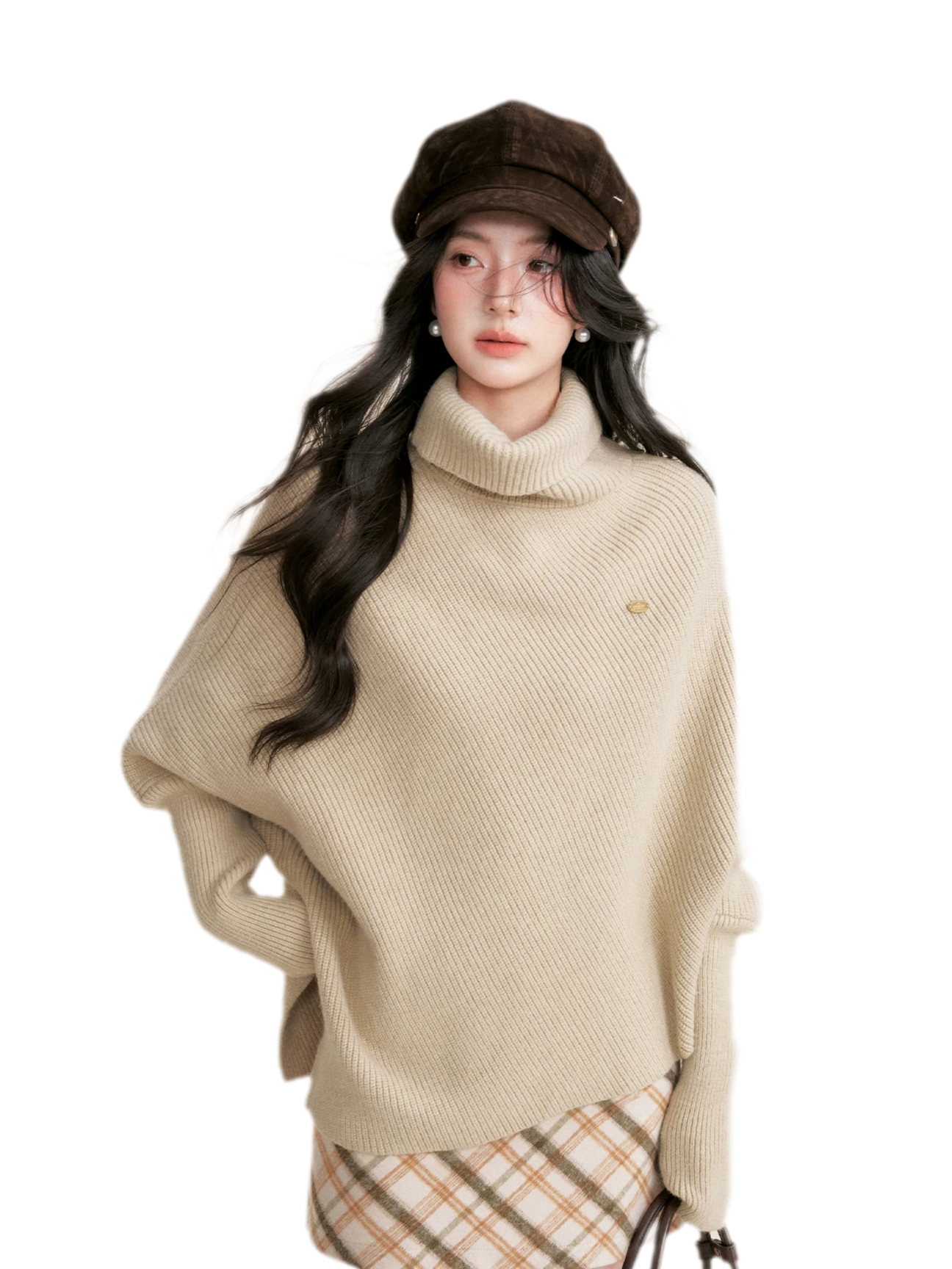 High Neck Poncho Sweater