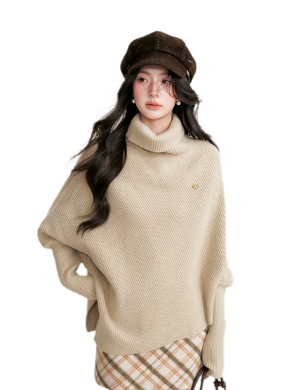 High Neck Poncho Sweater