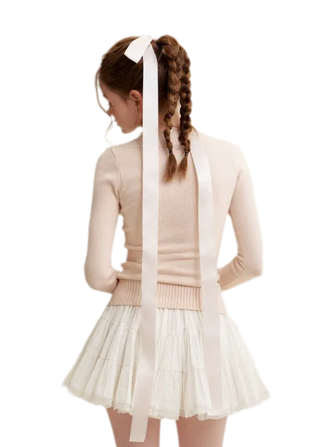 Lace Bow Knit Top