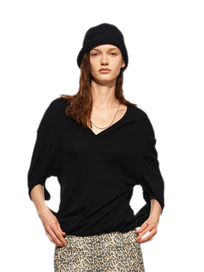 V-Neck Off-Shoulder Tee