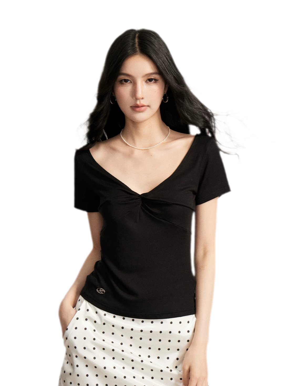 MACYMCCOY V-Neck Ruched Summer Top – view 2