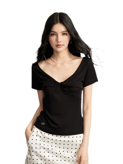 V-Neck Ruched Summer Top