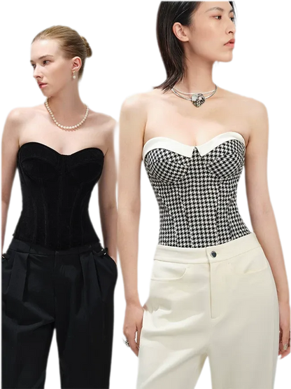 Houndstooth Boned Corset Top