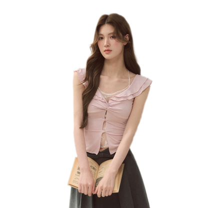 Ruffle Knot Fitted Top