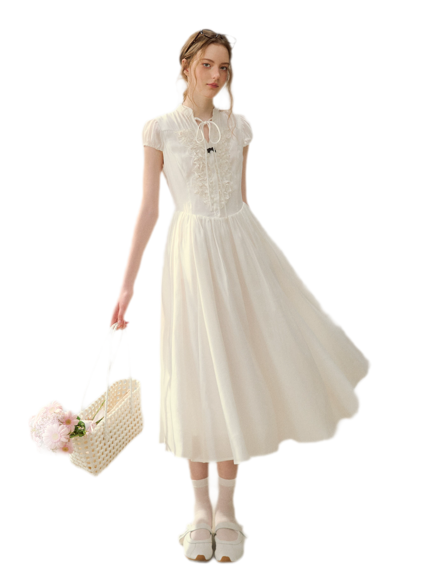 Ruffle V-Neck Maxi Dress