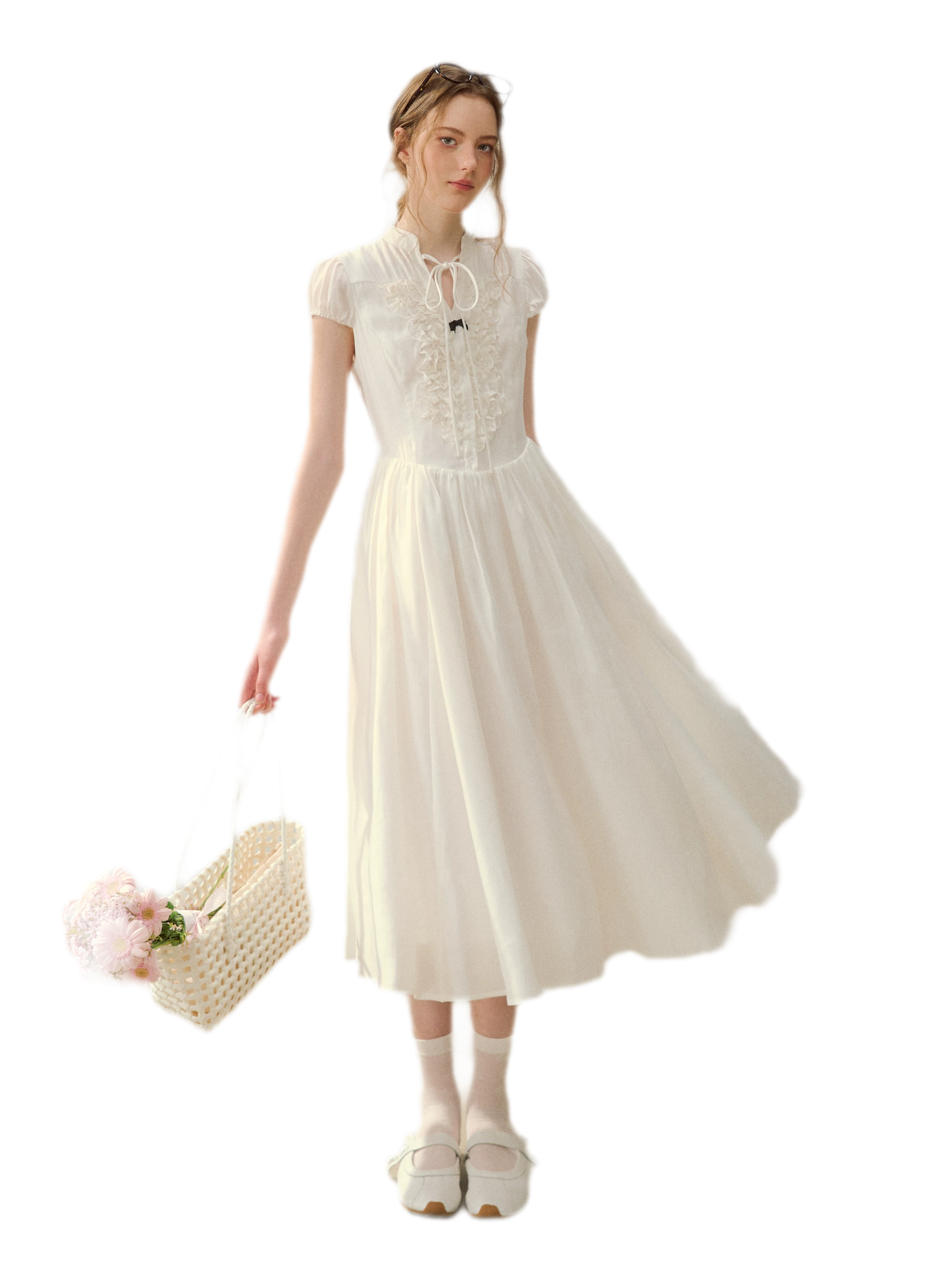 Ruffle V-Neck Maxi Dress