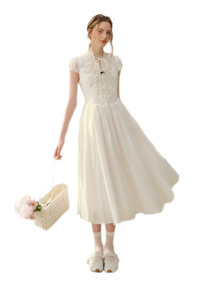 Ruffle V-Neck Maxi Dress