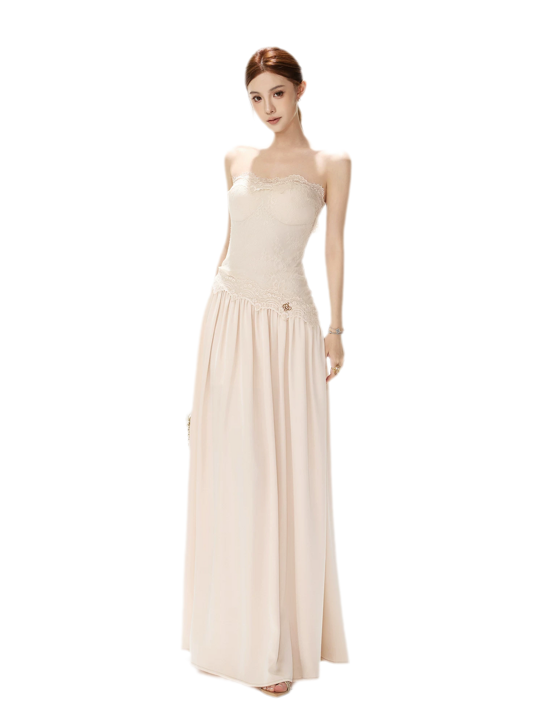 Lace Backless Satin Dress