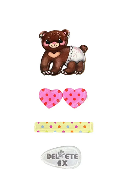 Bear Heart Hair Clips