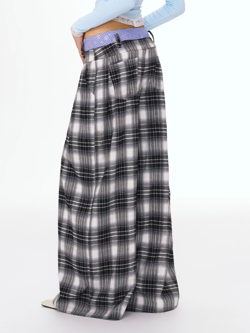 Checked Wide-Leg Pants