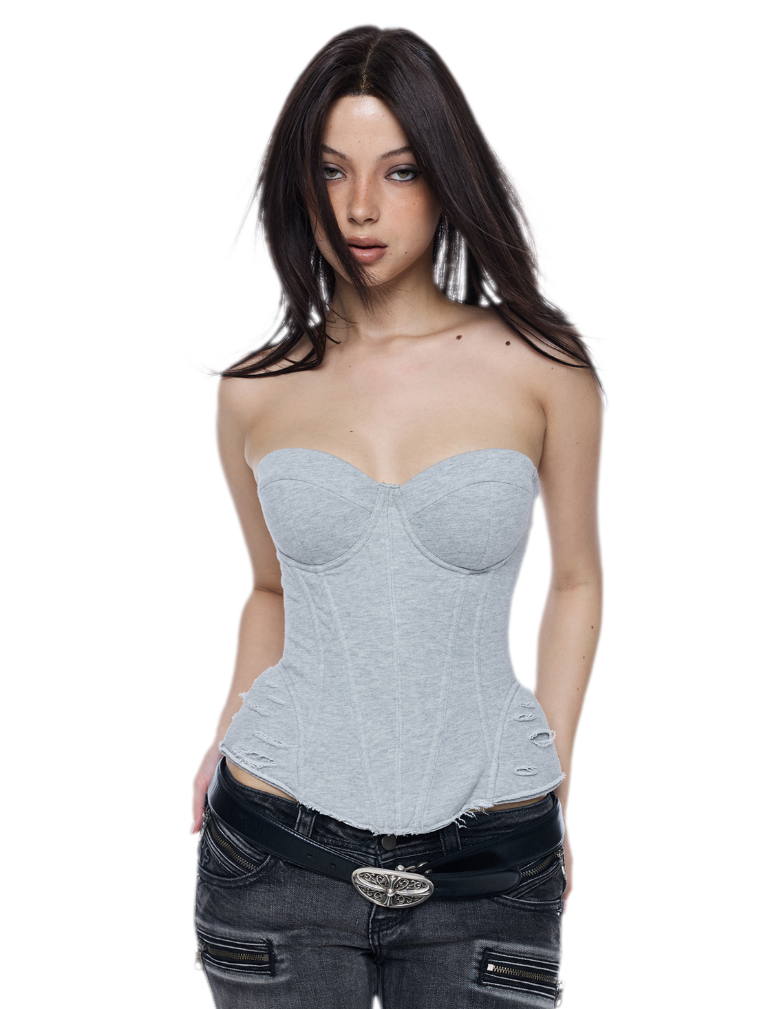 Washed Cotton Corset Bustier